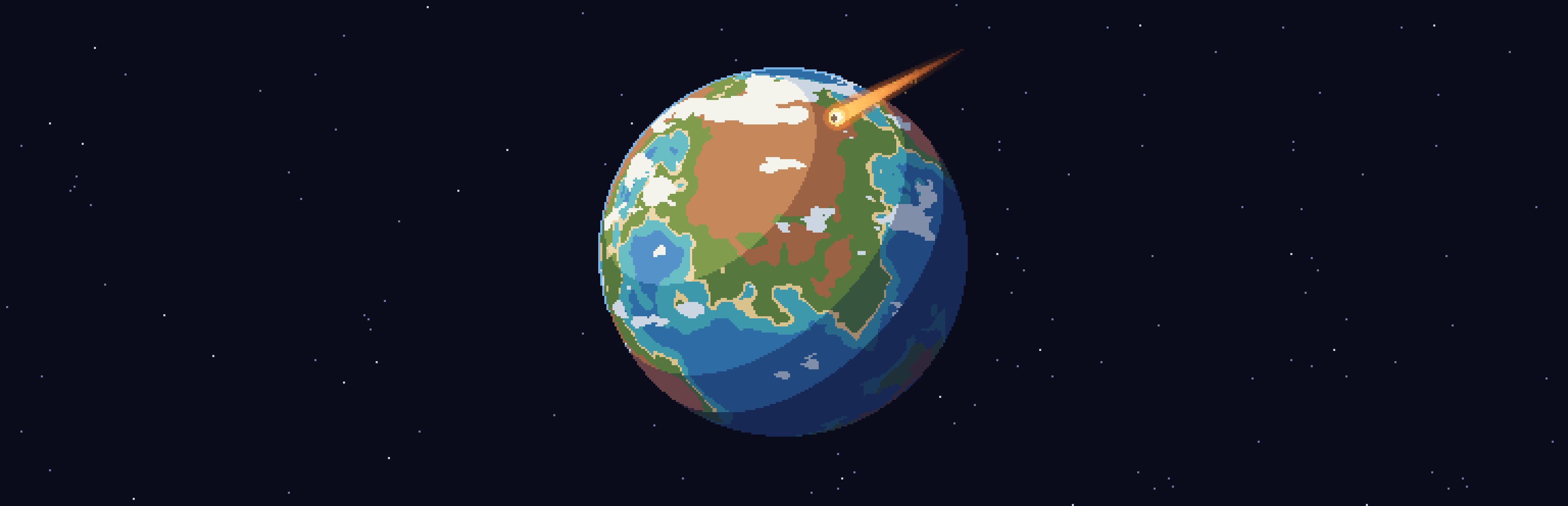 Little Extinctions key art: a meteor falling toward a planet